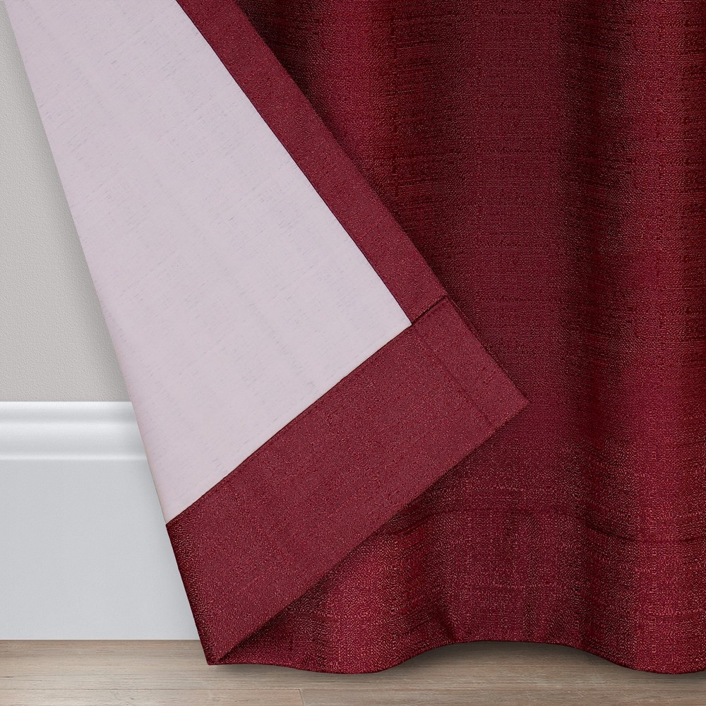Eclipse Samara Solid Color Blackout Rod Pocket Single Curtain Panel, Oxblood