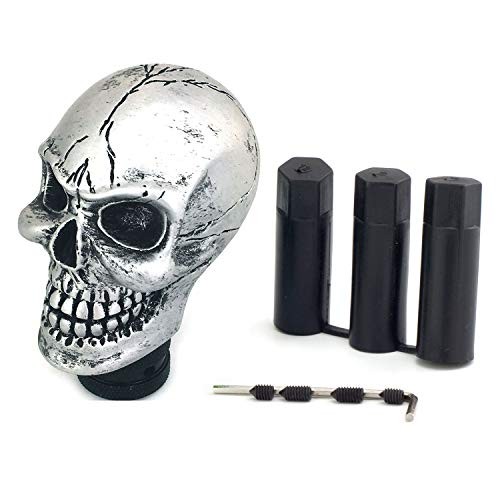 Skull MT Car Stick Shifter Handle, Gear Shift Knob Small Teeth Devil Silver