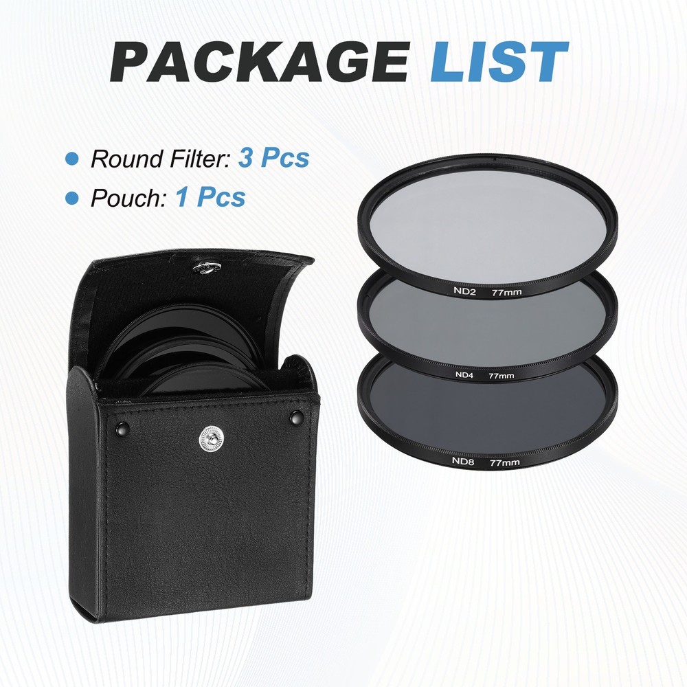77mm ND2/ND4/ND8 Digital Essentials Filter Kit Circular Camera Filters, Black