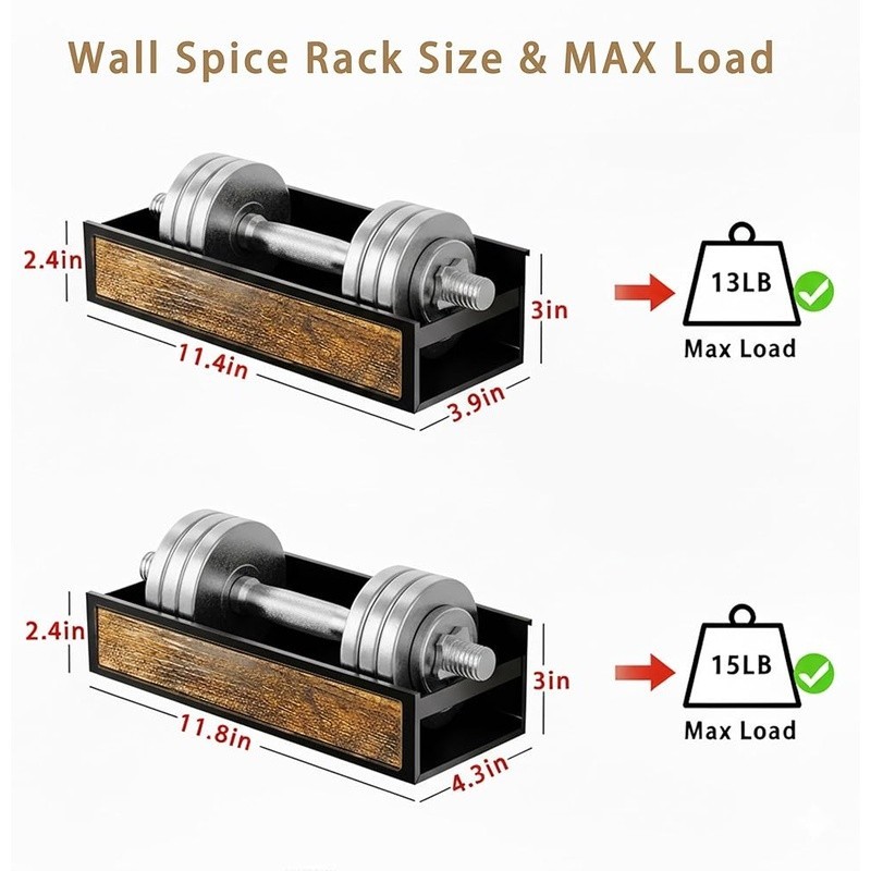Wall Mount Spice Rack Organizer Easy Installation Durable Kitchen Storage New