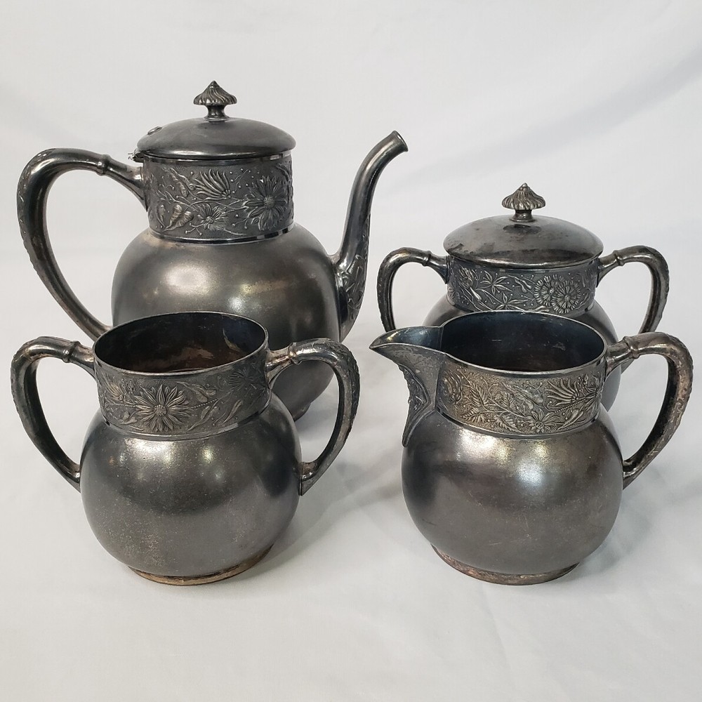 Antique Teapot The Acme Silver Co ~ Teapot ~ Creamer ~ Sugar Bowl