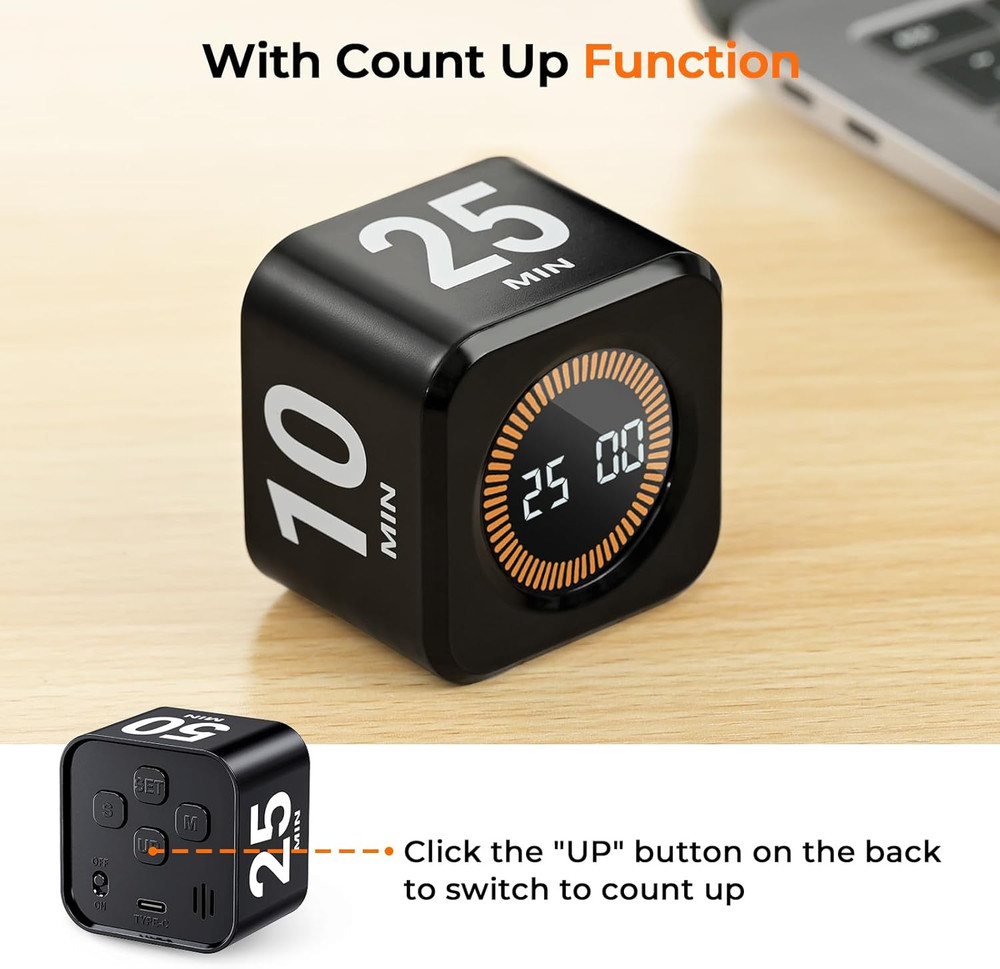 Pomodoro Timer Cube, Cool Stuff Gadgets, Visual Timer with Gravity, Countdown 5/