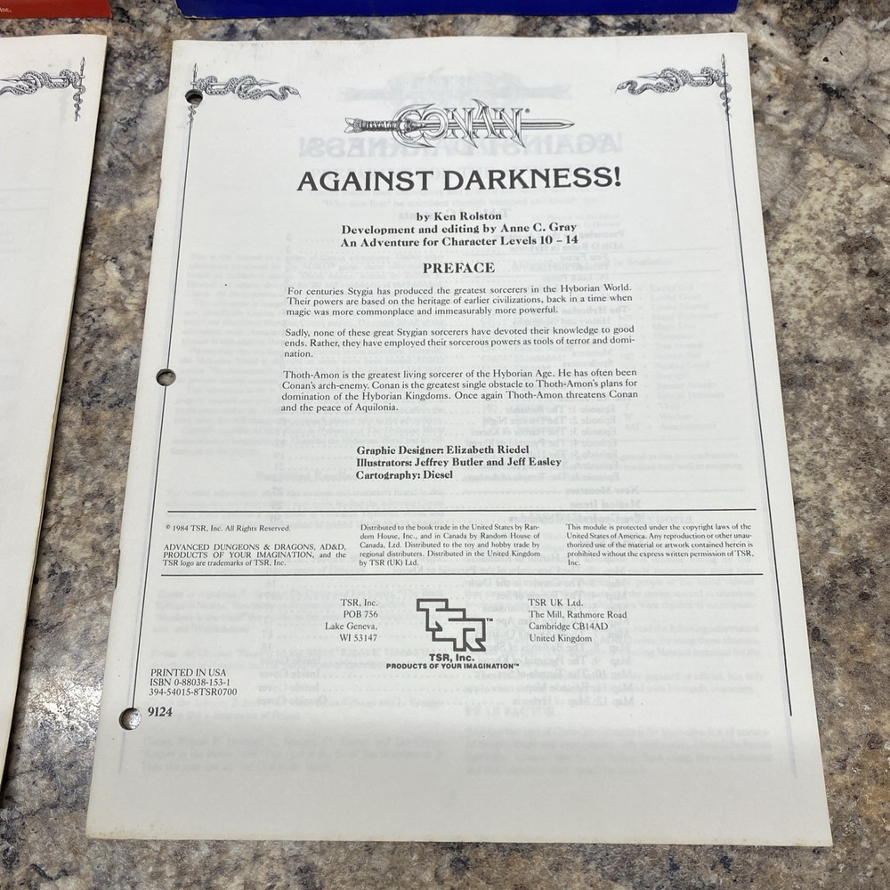 AD&D 1st Edition CB1 CB2 Conan Module Set Complete Unchained! Against Darkness!