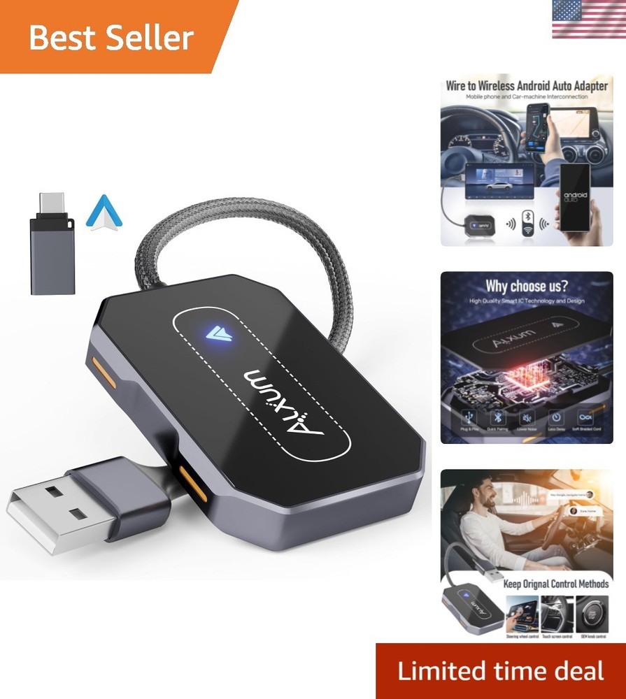 Compact Wireless Android Auto Dongle with Automatic Pairing & Sound Quality