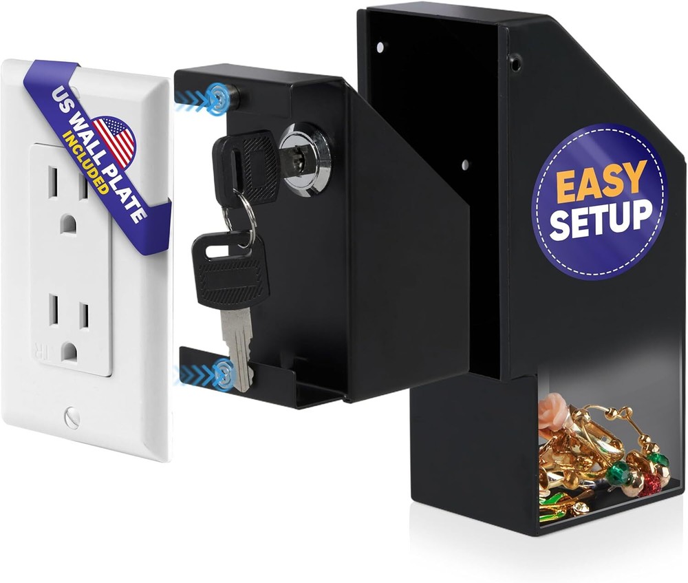 Hidden Wall Safe Outlet with Key Lock Electric Socket Safe Covert Wall Safe Dive