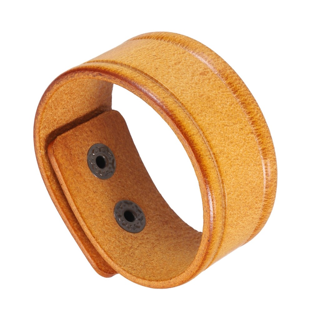 Plain Leather Bracelets Buckle Bangle,Yellow Retro Stamping Bracelets