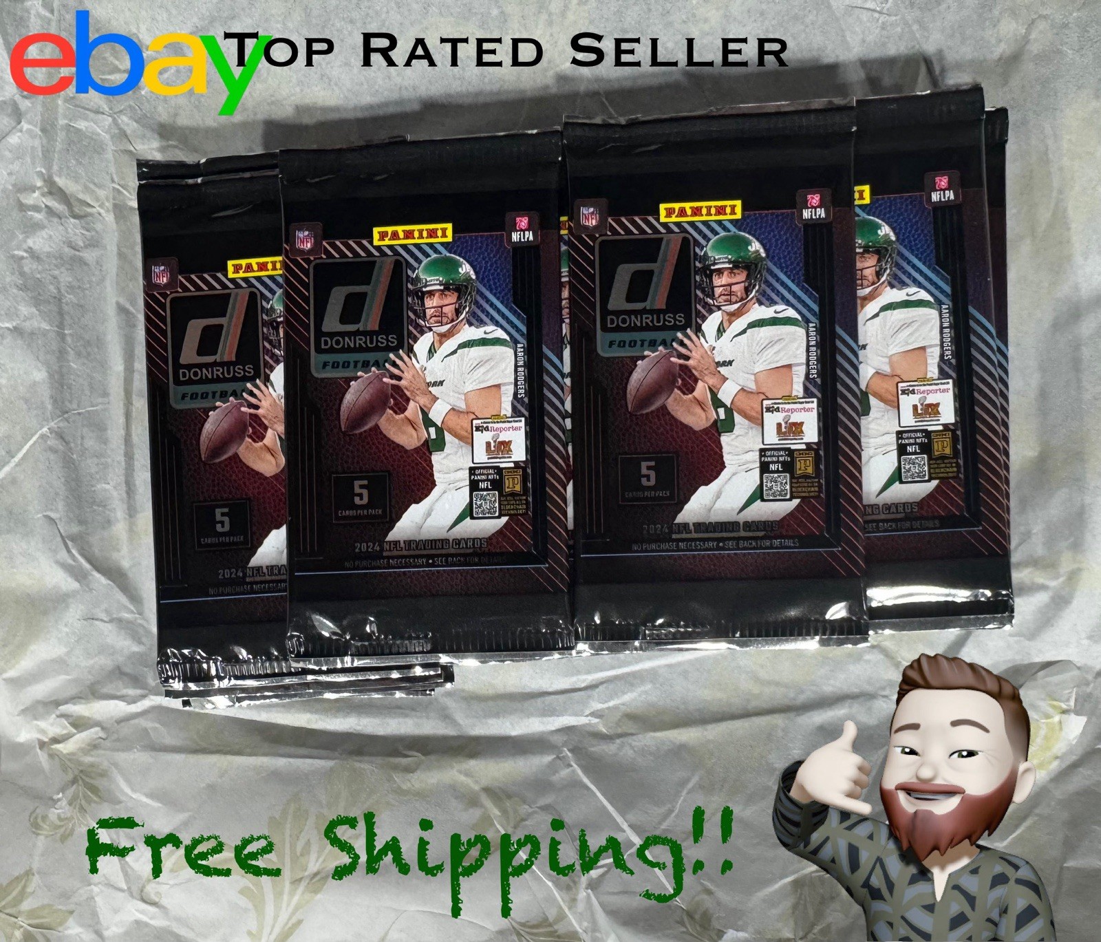 🔥 Lot of 4: 2024 Panini Donruss Football NFL 5 Card Packs New Aaron Rodgers