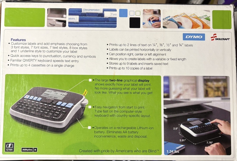 DYMO SkilCraft LabelManager 360D Rechargeable Desktop Label Maker (657-6124)