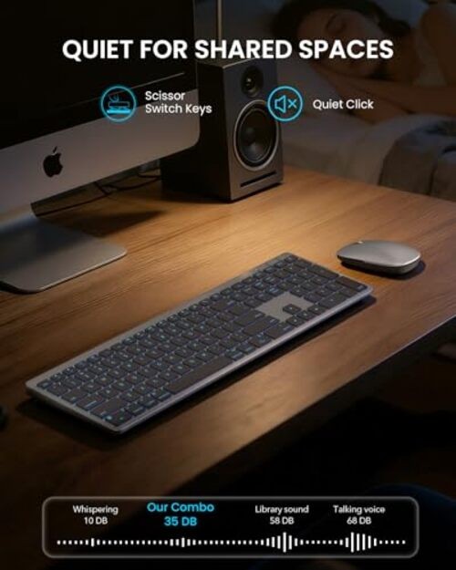Bluetooth Keyboard and Mouse for Mac — 7-Color Backlit, Multi Space Gray
