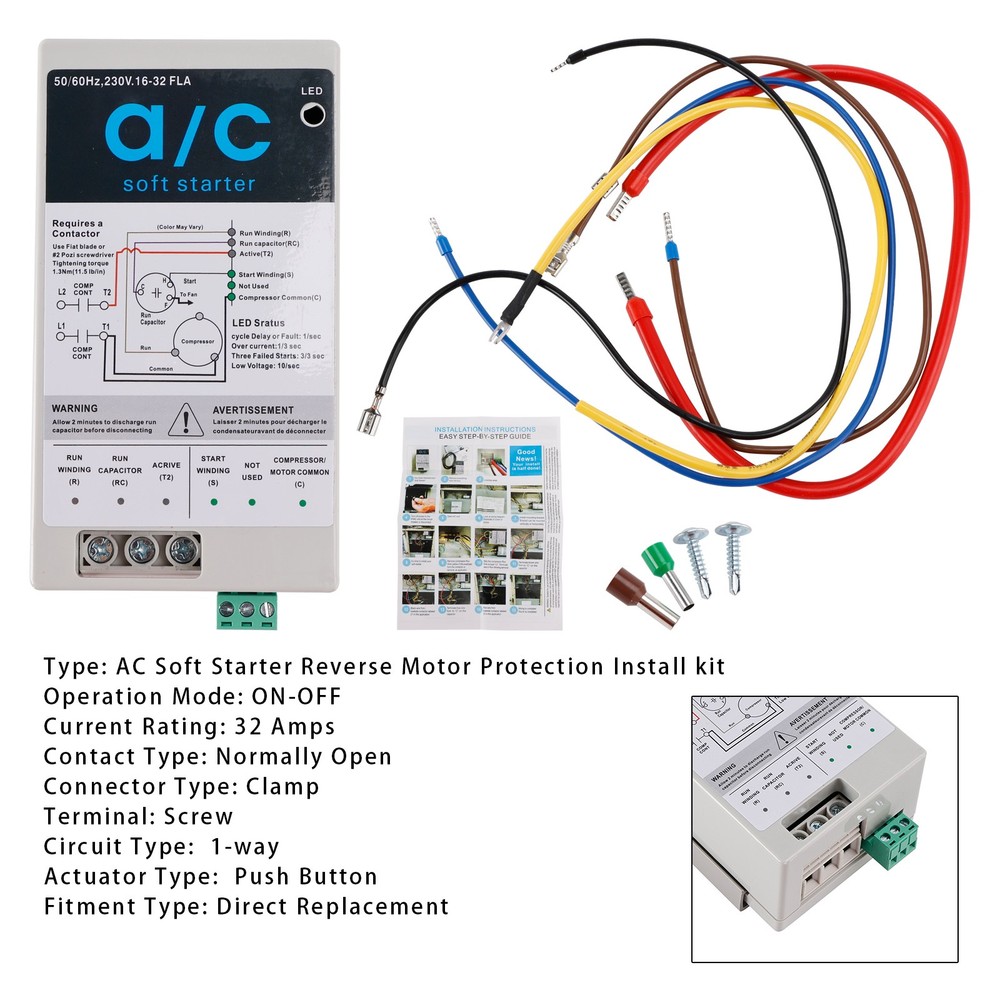 AC Soft Starter Reverse Motor Protection (16-32A + Install Kit