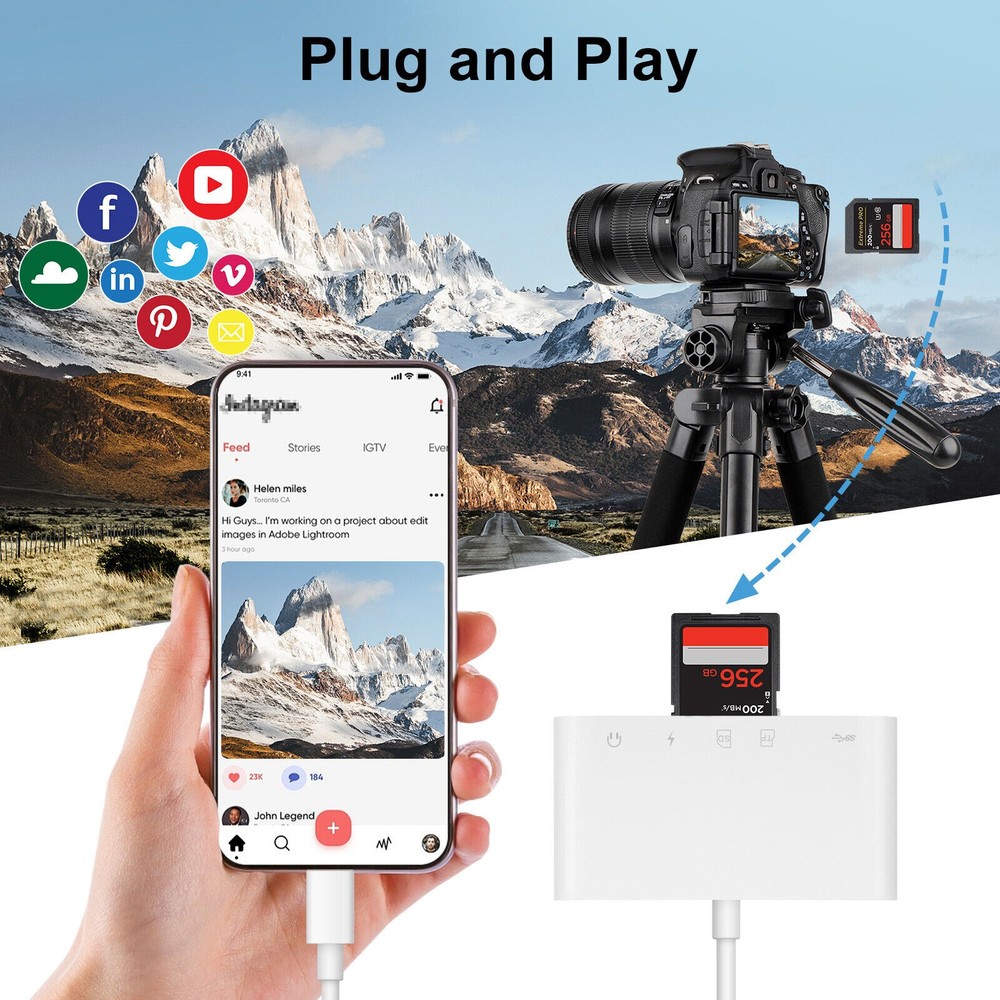 Card Reader 5 in 1 USB OTG Adapter For Micro SD SDXC CF SDHC High-Speed Adapter