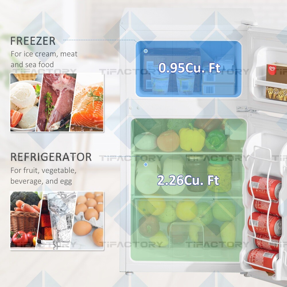 3.2 Cu.Ft Compact Refrigerator with Adjustable Shelf, Adjustable Thermostat