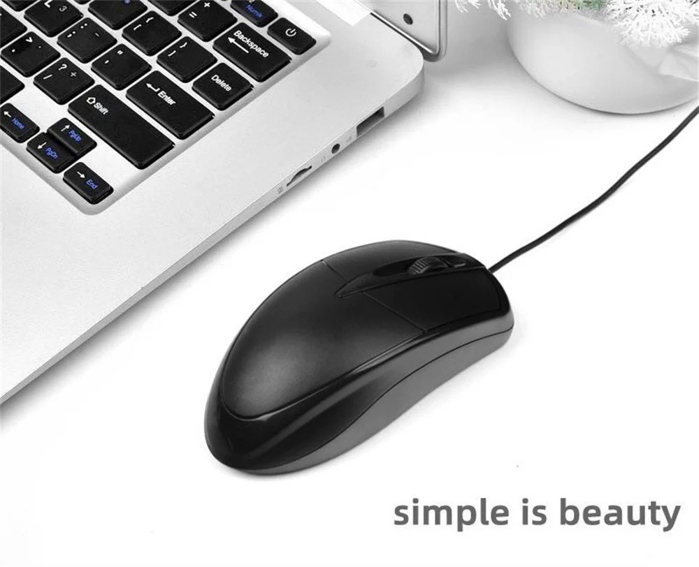 USB 2.0 Optical Wired Scroll Wheel Mouse PC Laptop Notebook Desktop Black Mice