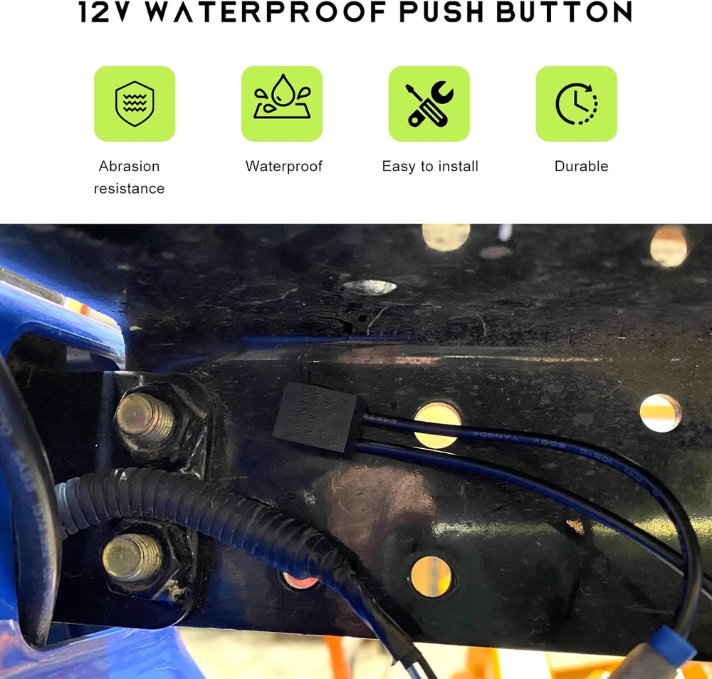 2 PCS Waterproof Push Button Switch, KP-107 12V On/Off SPST Switch with 4.5