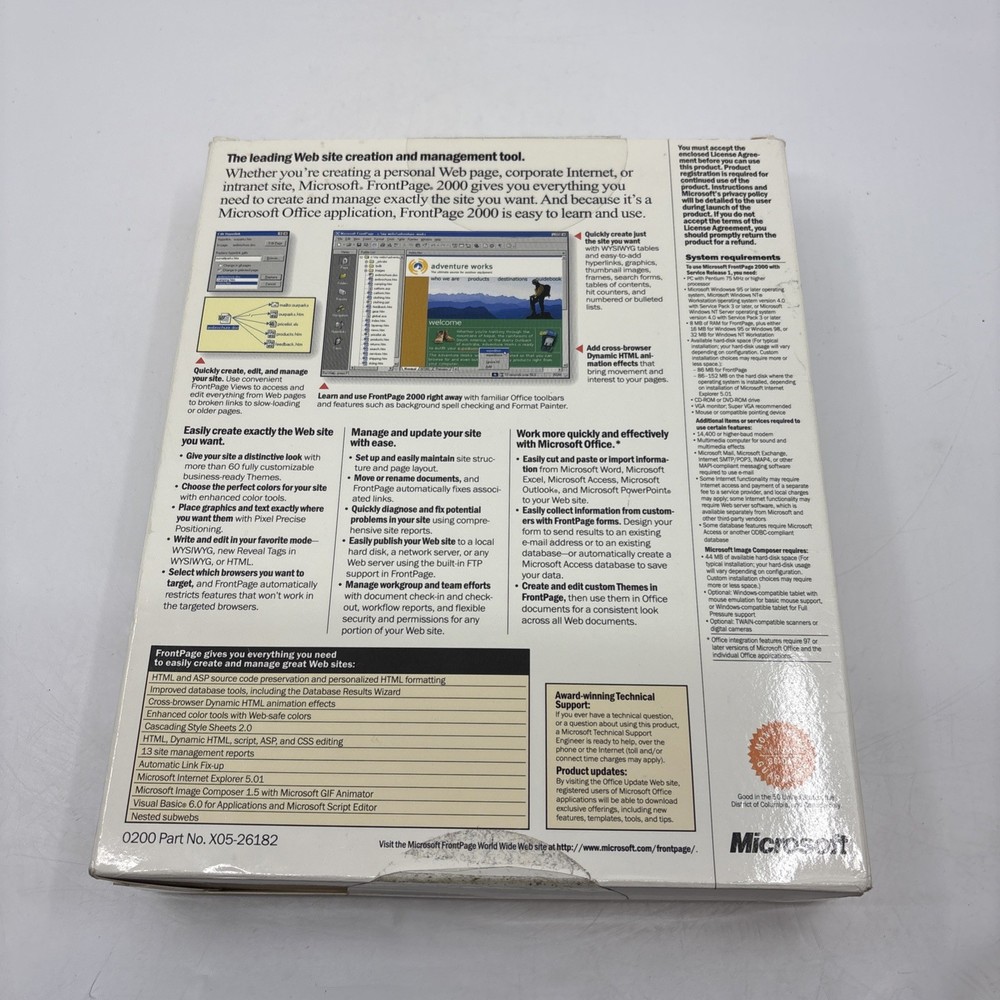 Microsoft FrontPage 2000 PC Windows Key- CIB- Complete In Box