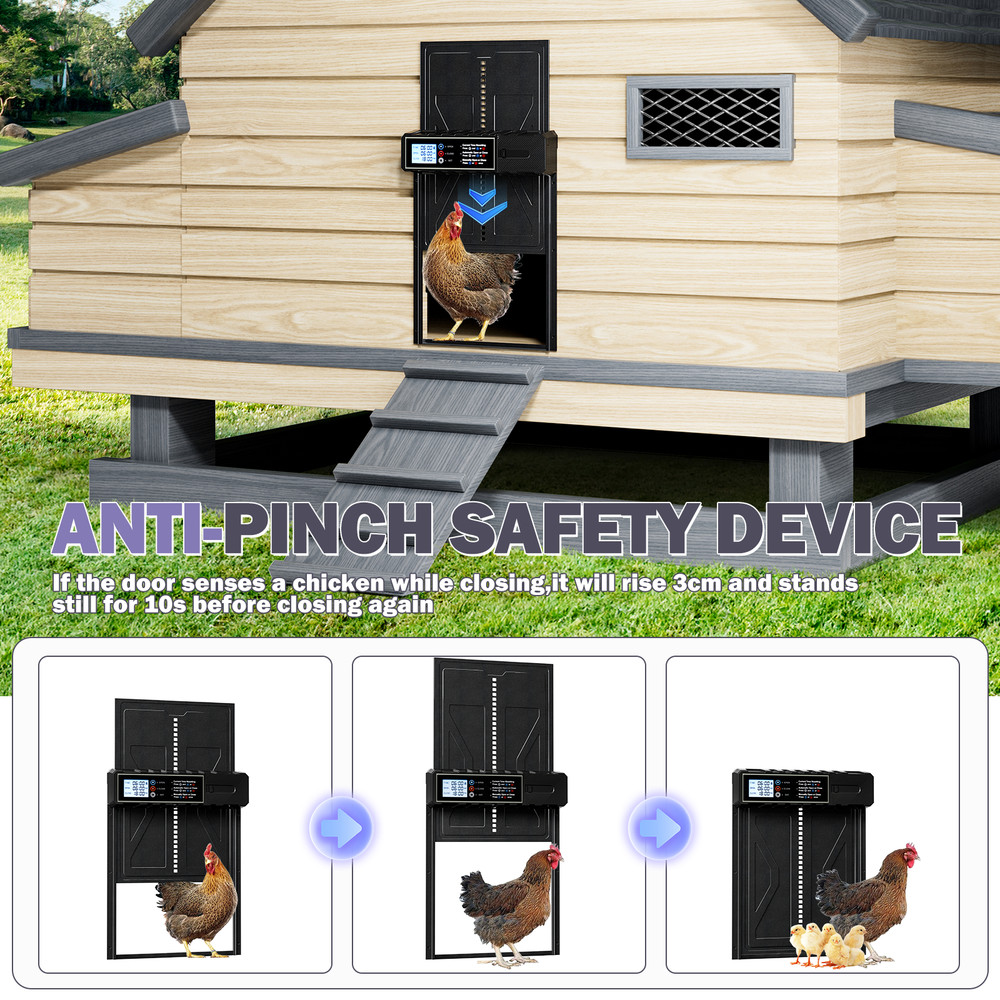 Extra Large Automatic Chicken Coop Door Battery Operated with Timer & LED Screen