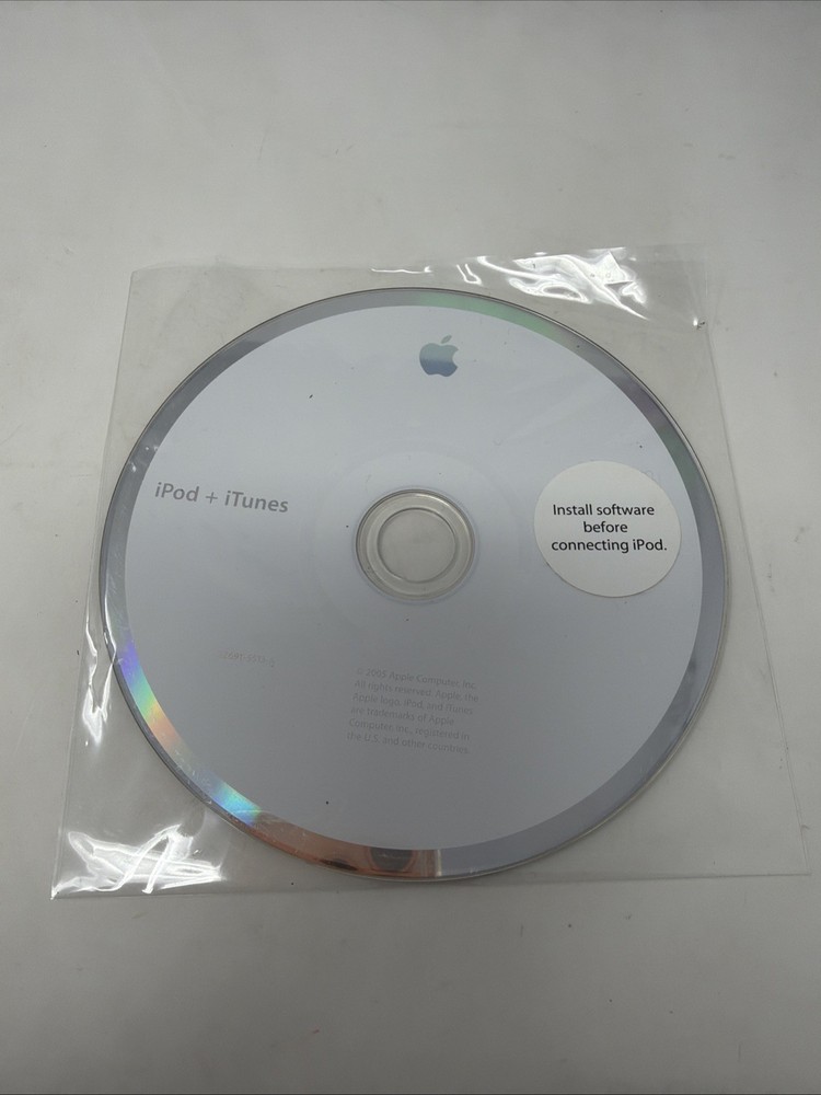 APPLE iPod + iTunes Installation Software CD 2005 2Z691-5513-A Disc Quick Start