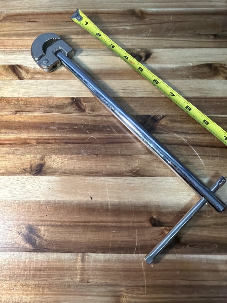 Vintage Adjustable Basin Wrench Plumbing Tool with T-Handle
