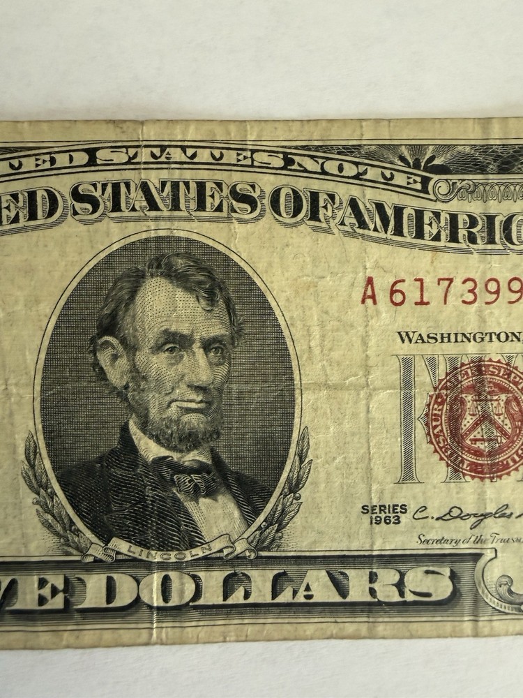 5 Dollar Red Seal US Note $5 1963 A61739997A