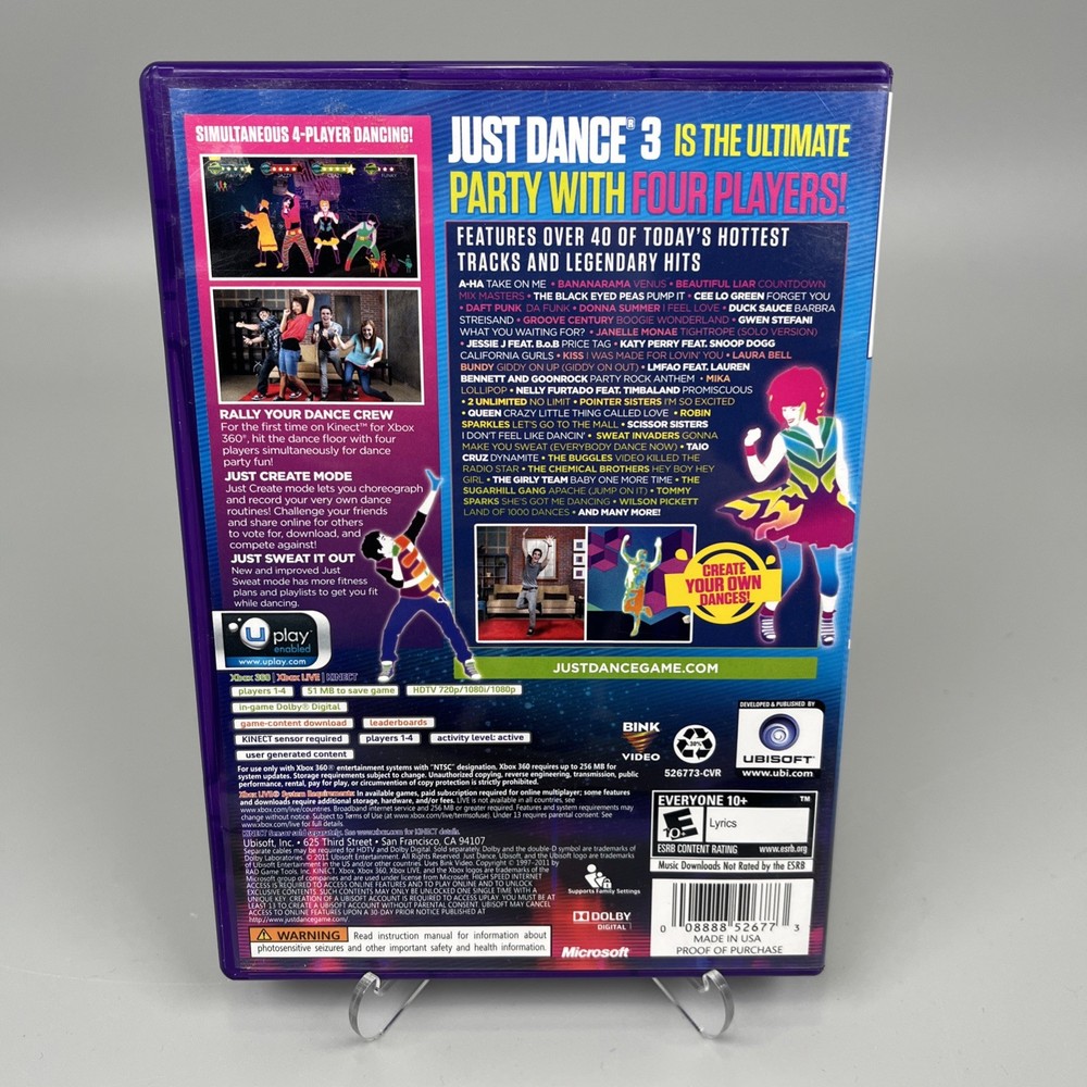 Xbox 360 Kinect Sensor 3 Game Bundle Adventures Wipeout & Just Dance 3 TESTED