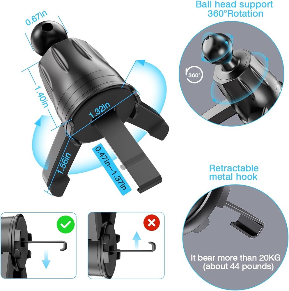 Air Vent Clip for Car Mount Replacement,Adjustable Triangular Fixing BLACK