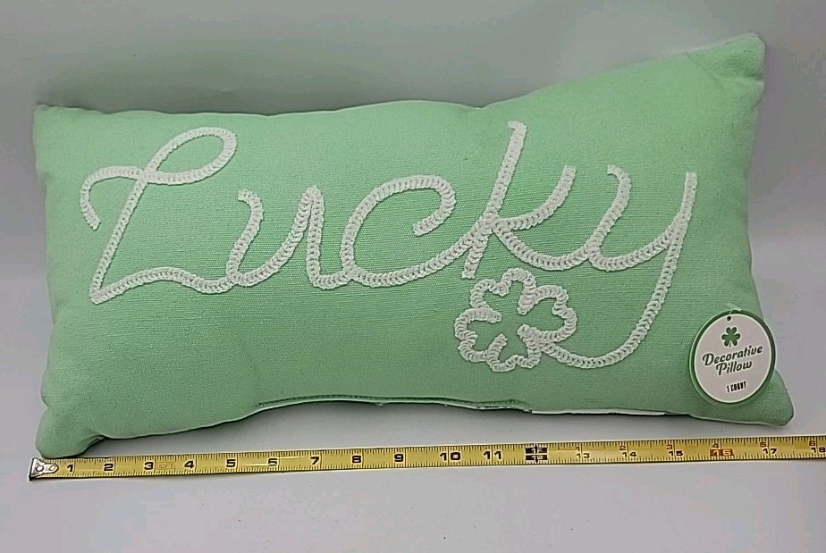 Embroidered "Lucky" Accent pillow St. Patrick's Day