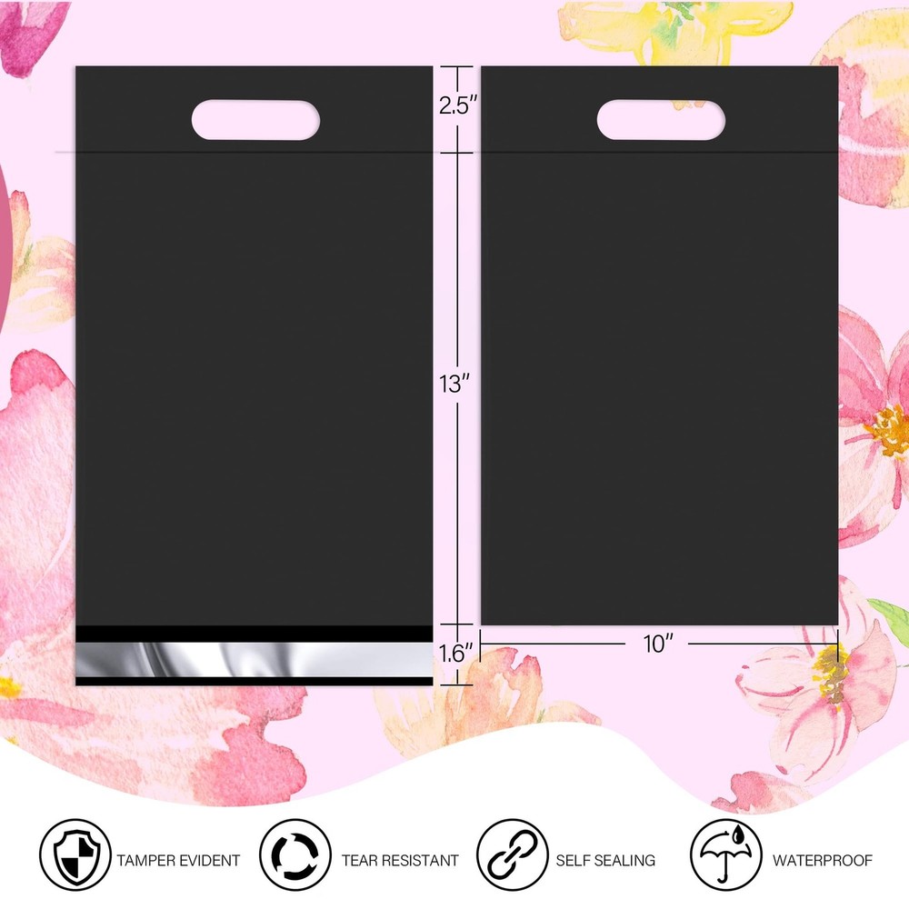 Poly Mailers 10x13 inch 25 Pcs, Black Mailing Envelopes with Handle, Easy to ...