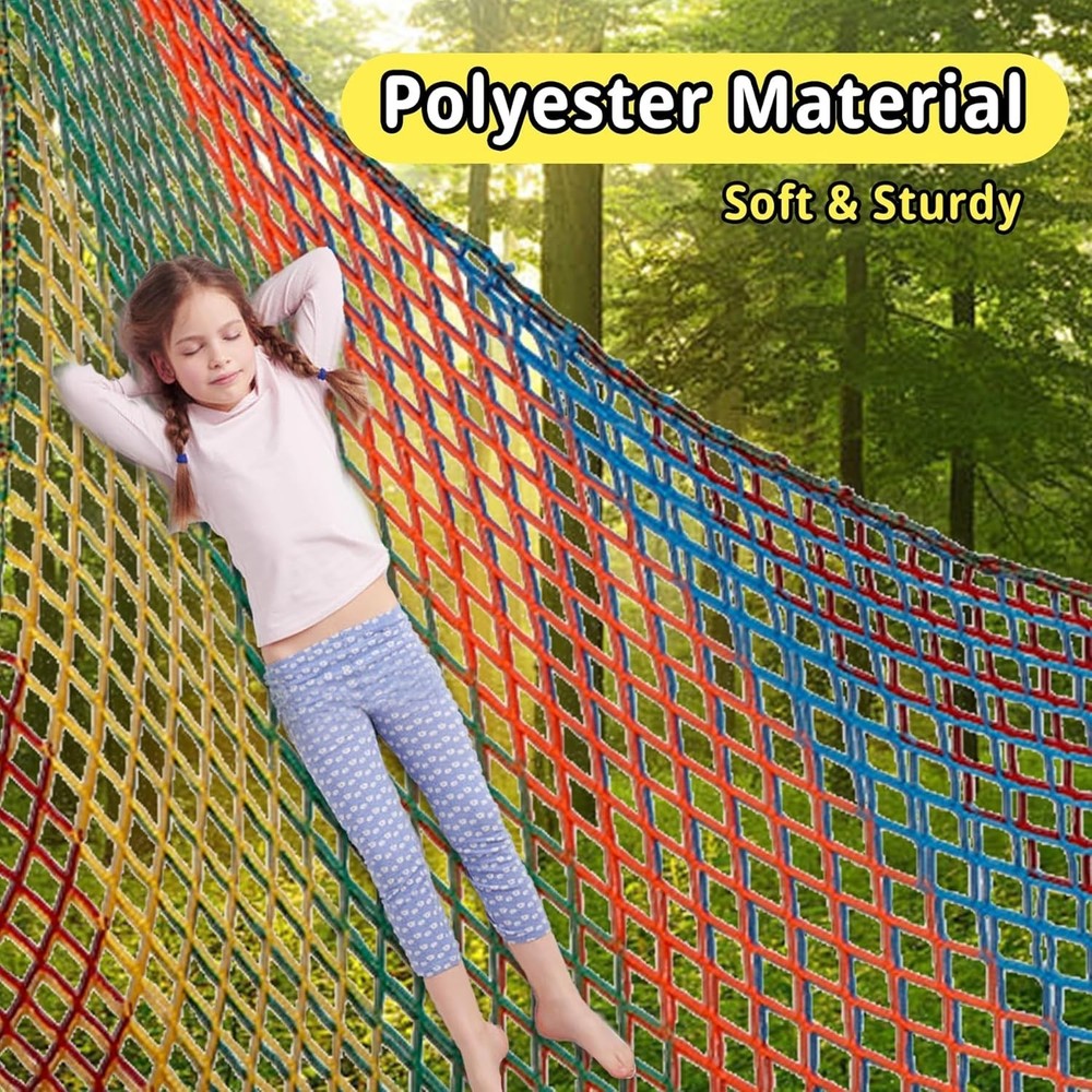 Climbing Net 6.5' x 9.8', Double Layer, Multicolor