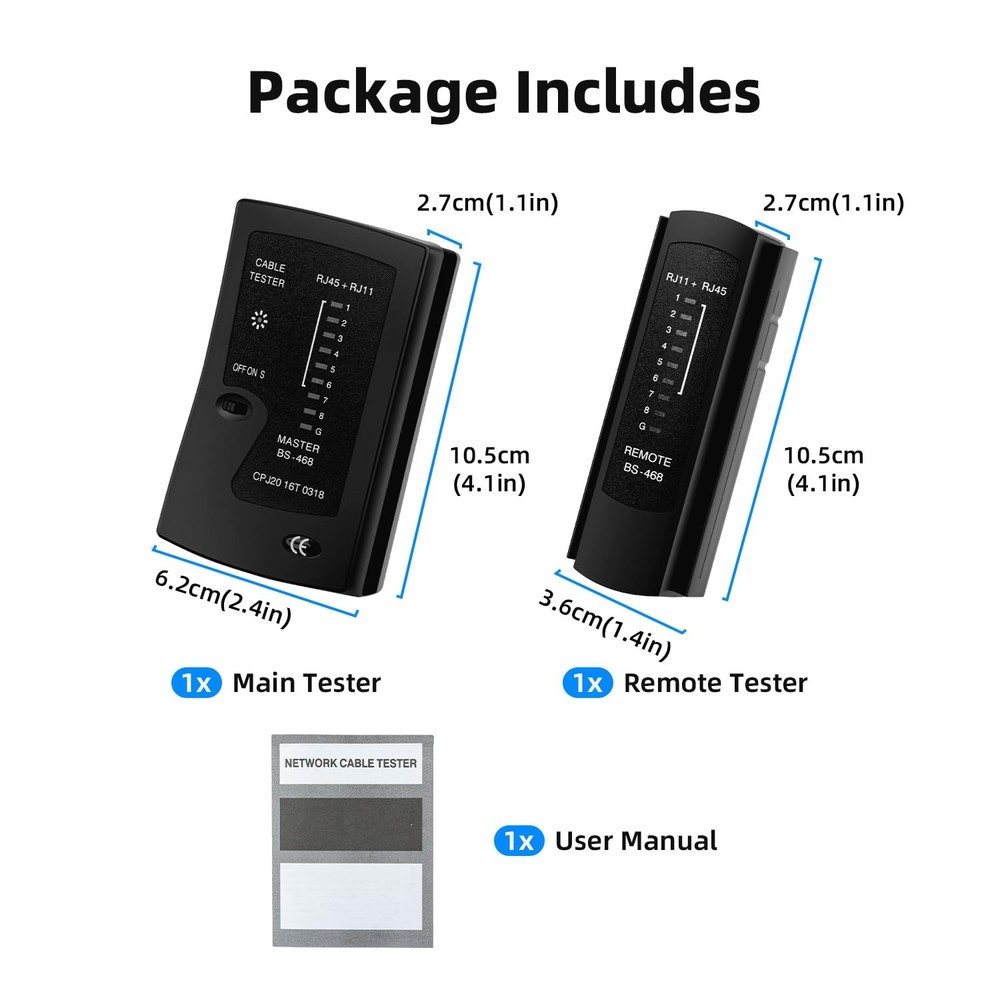 Mcbazel Network Cable Tester for RJ45 RJ11, Ethernet Tool Black
