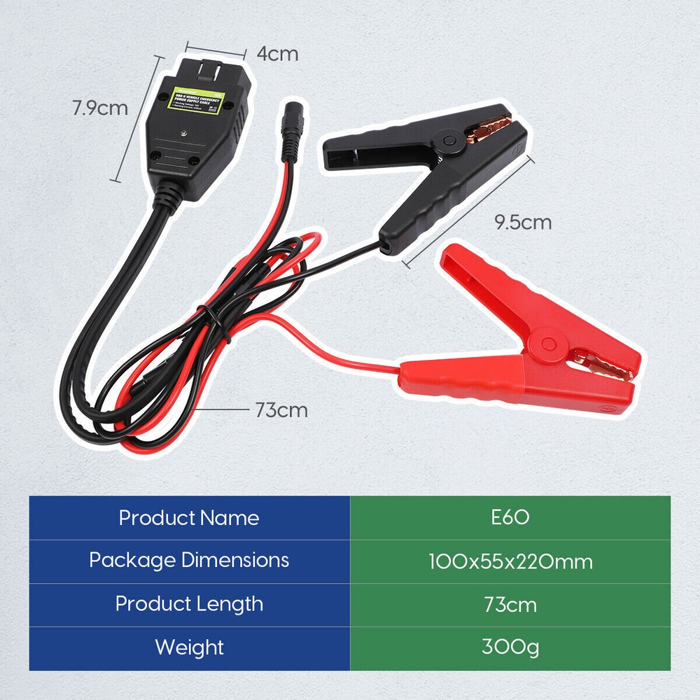 OBD2 ECU Memory Saver Portable Replace Car Battery ECU Emergency Power Cable