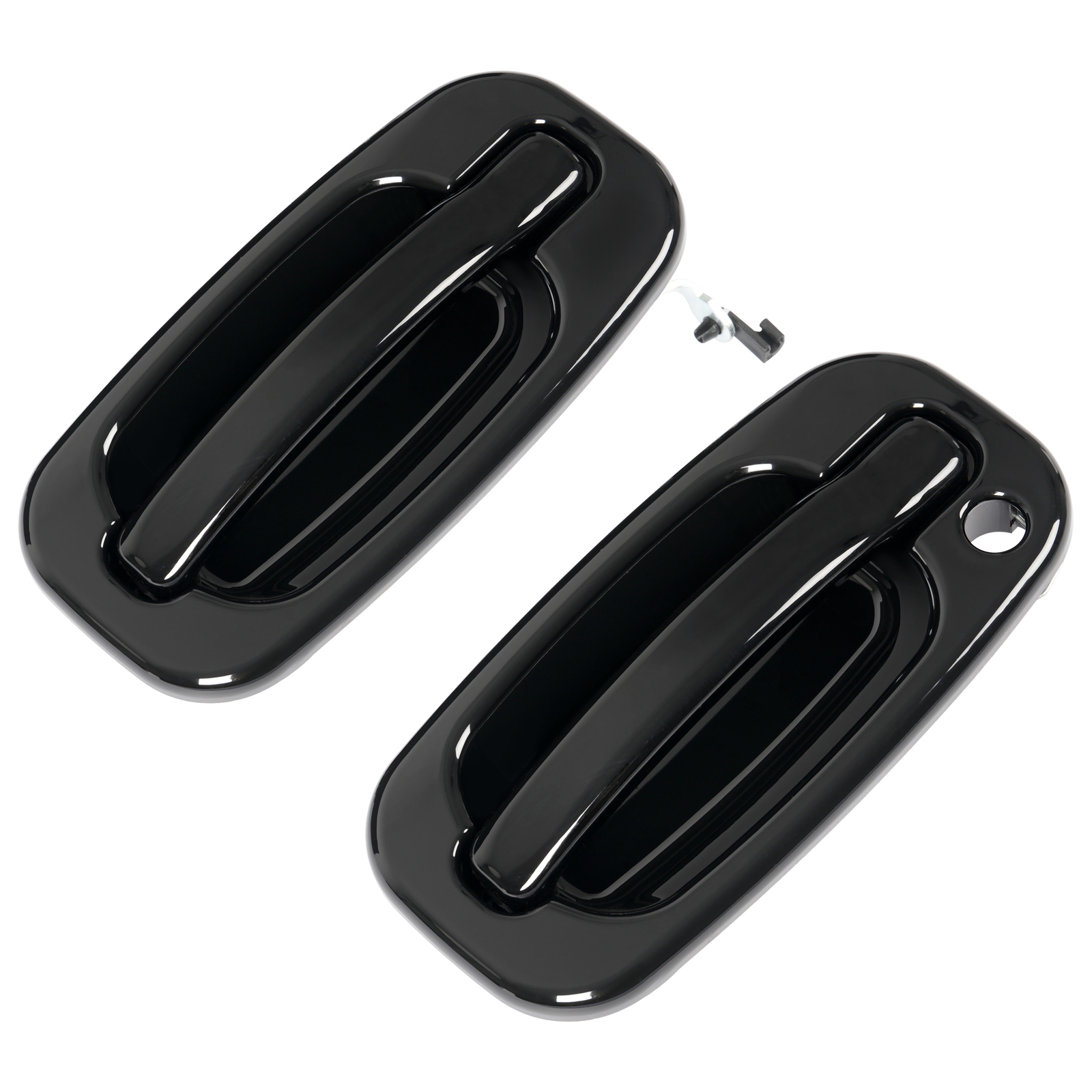Door Handle Set For Chevy Silverado 1500 1999-2006 Smooth Black Front Outer 2PCS