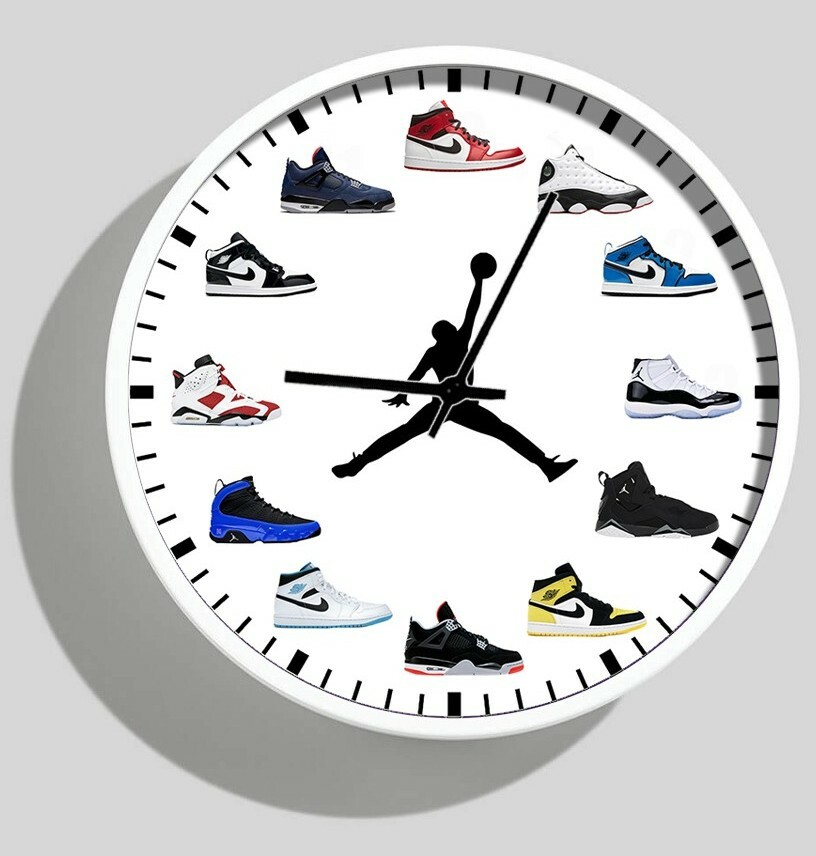 Nike Air Jordan Wall Clock Decor 9" plastic & glass