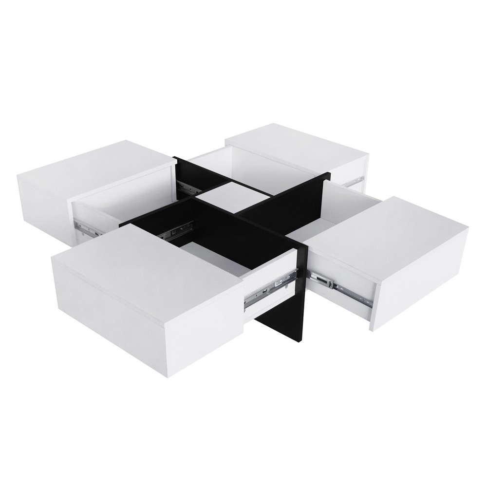 Coffee Table Cocktail Table Center Table with 4 Hidden Storage Compartments