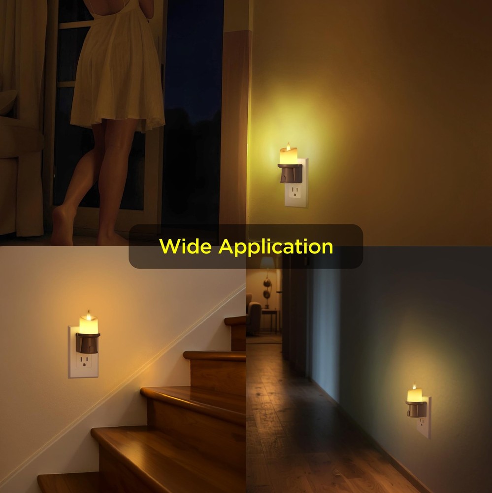 2 Pack Plug In Night Light Dusk to Dawn Sensor Remote Timer Bronze