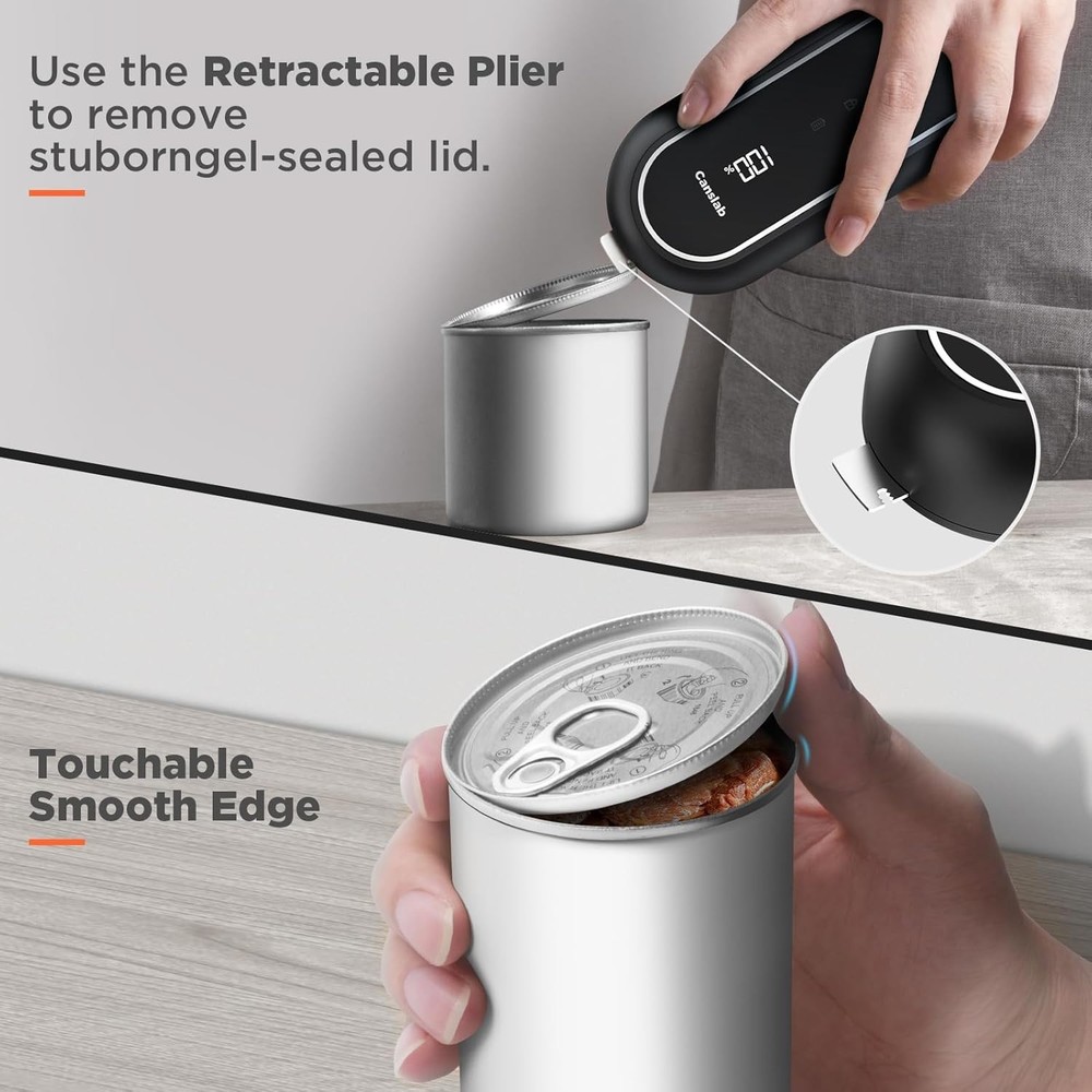 Wall-Mountable Turbo Can Opener with LED Display & Quick USB-C Charging