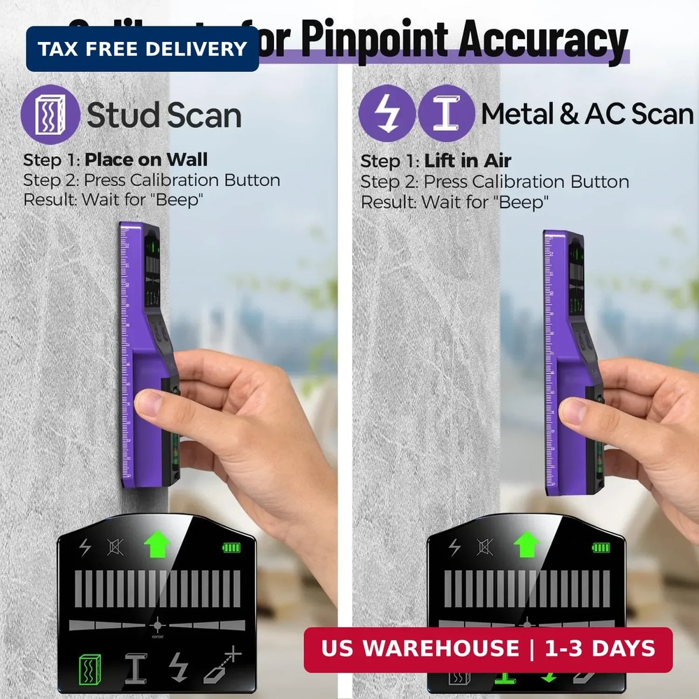 SUNMAY Stud Finder Wall Scanner, 7-in-1 Electronic Stud Sensor & Wall Detector f