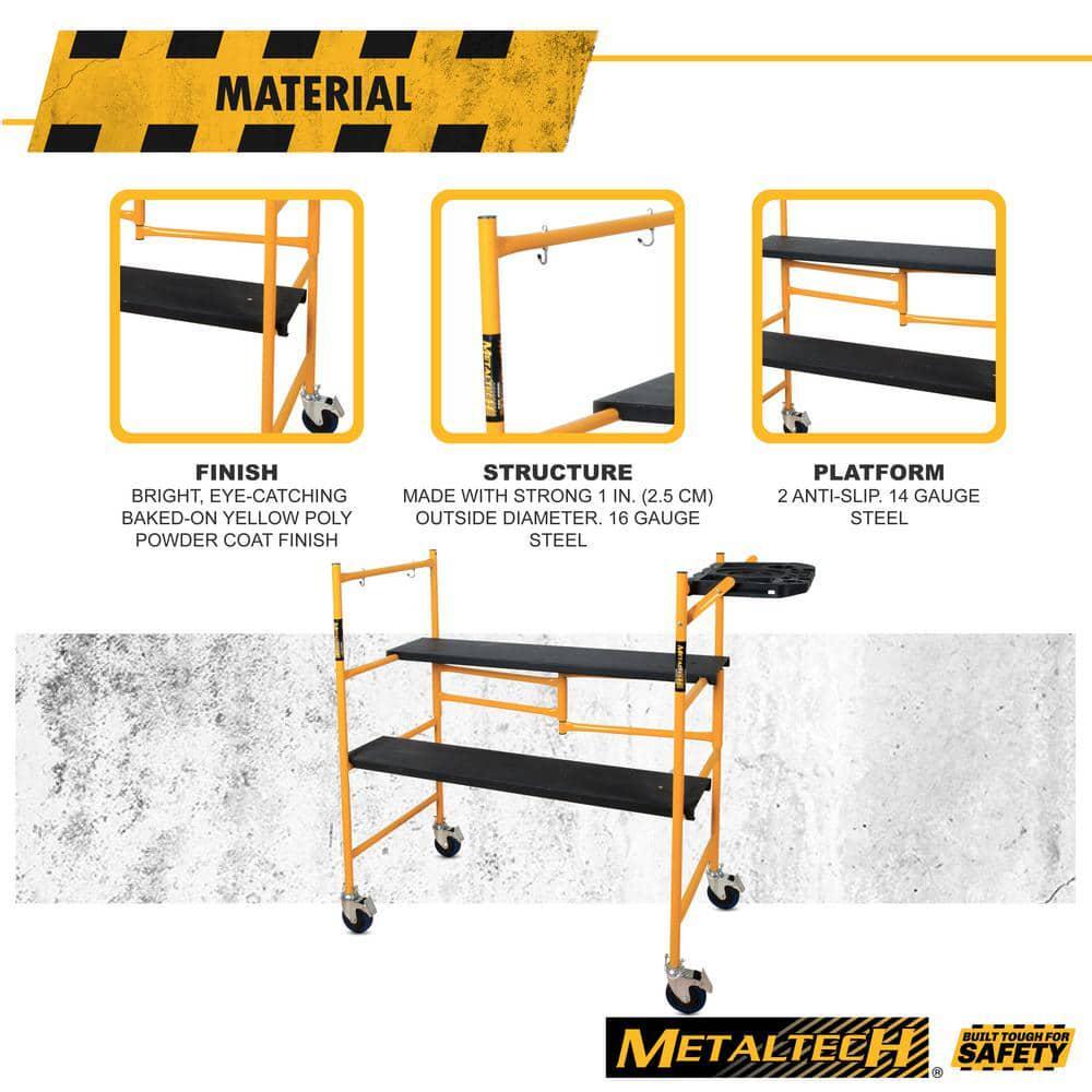 Metaltech Mini Scaffold Platform with Wheels Tool Shelf 500 Lbs Capacity New