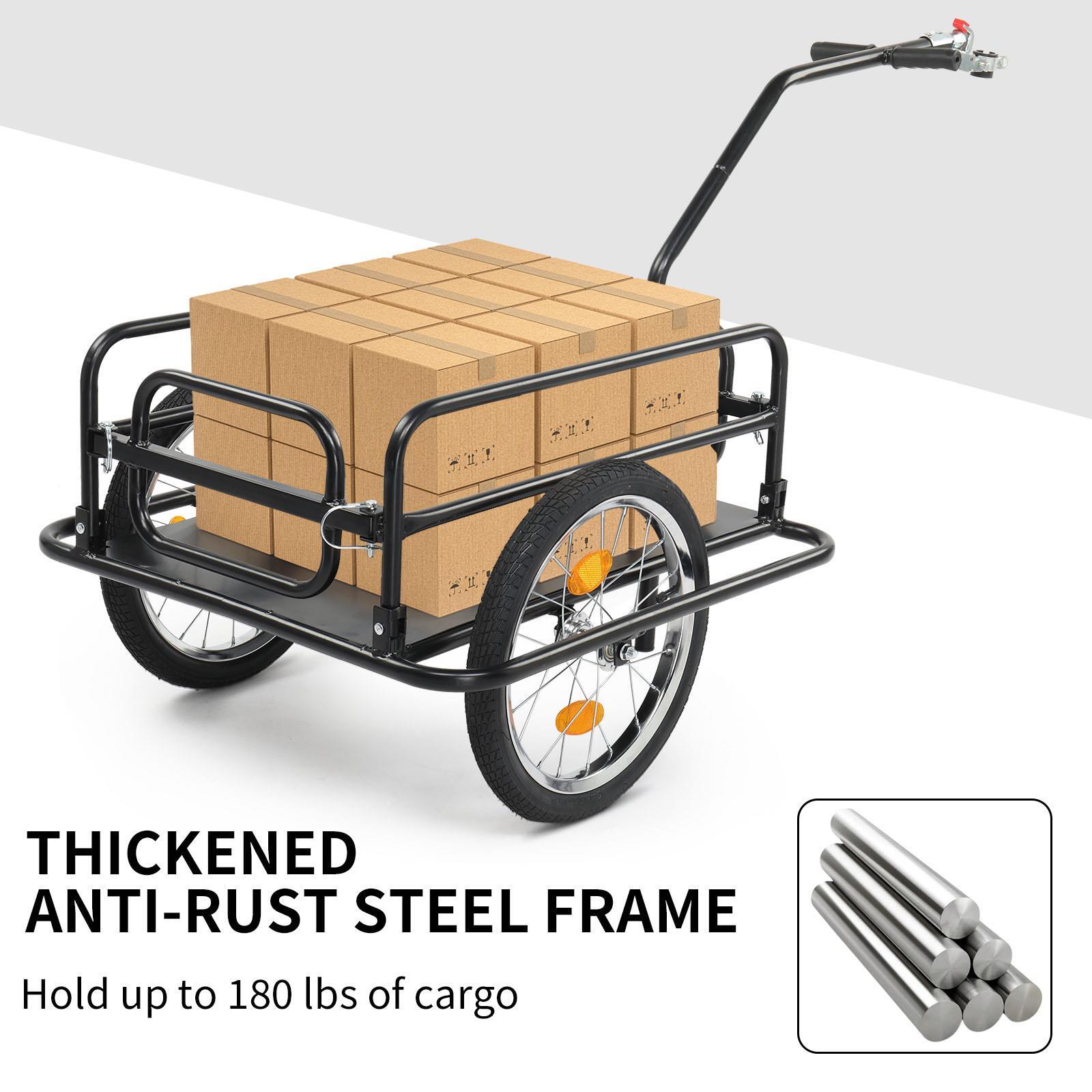Bike Cargo Trailer, Foldable Bicycle Trailer, Luggage Wagon w/ Universal Hitch