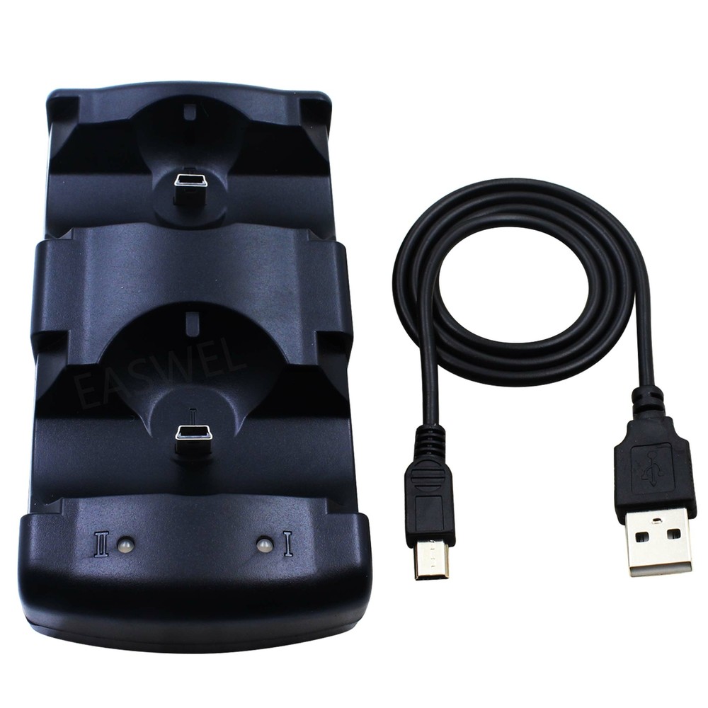 Dual Charger Stand Dock Station+USB Cable for PlayStation PS3/MOVE Controller