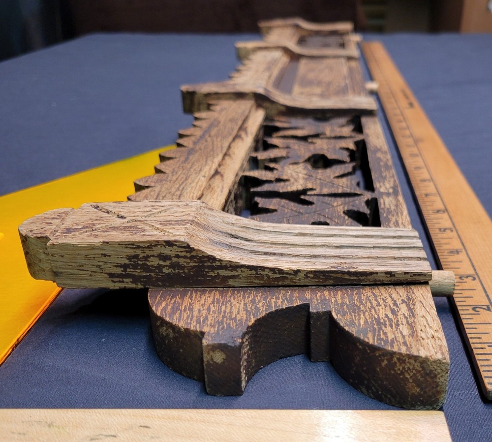 Antique Real Oak Wood Rectangular Dresser Topper Header