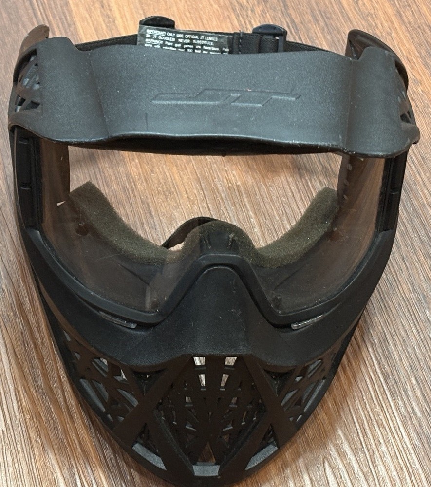 JT Paintball Face Mask Complete Black Shield Goggles Adjustable
