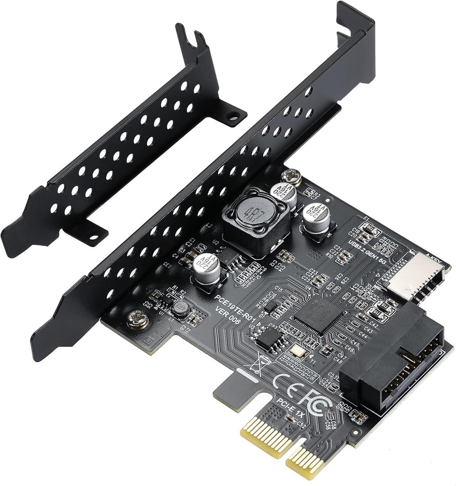 PCI-E 1X to USB 3.2 5Gbps 20pin Front Panel Header to Type-c Front Panel Head...