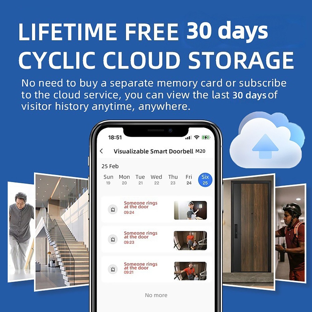 Smart Wireless Solar Video Doorbell WiFi Phone Intercom Camera Door Ring Bell