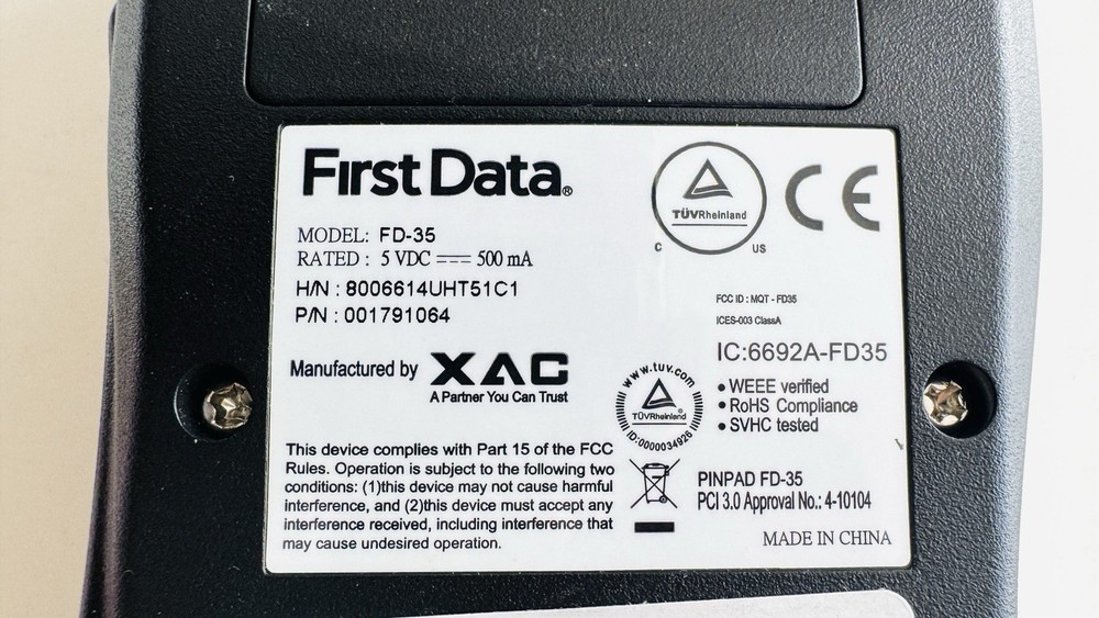 First Data FD-35 PIN Pad Card Reader USB Contactless Chip Swipe – Tested