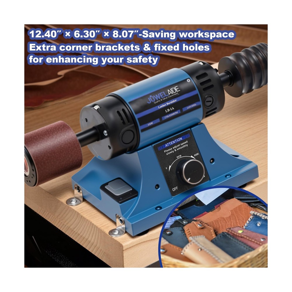 Leather Burnishing Machine | Variable Speed Leathercraft Bench Grinder, Polis...
