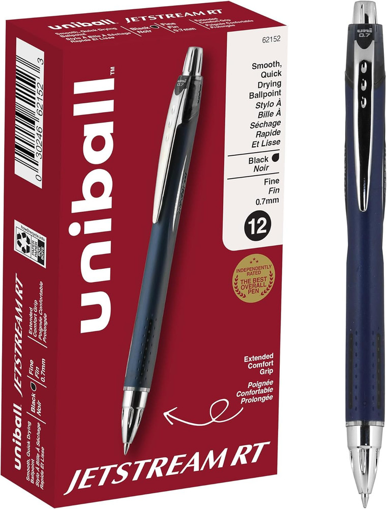Jetstream RT 12 Pack, 0.7Mm - Black Ballpoint Pens - Wirecutter Best Pen, School