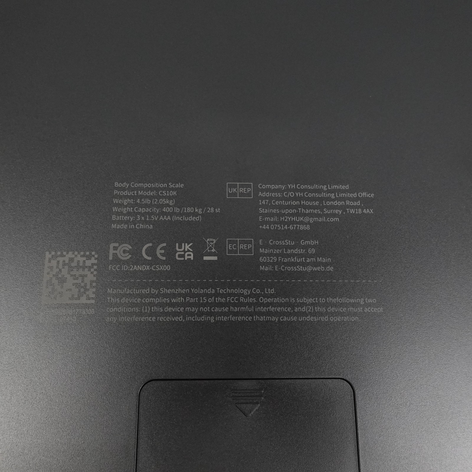 Arboleaf CS10K Eight Electrode Body Composition Smart Digital Scale Black OB