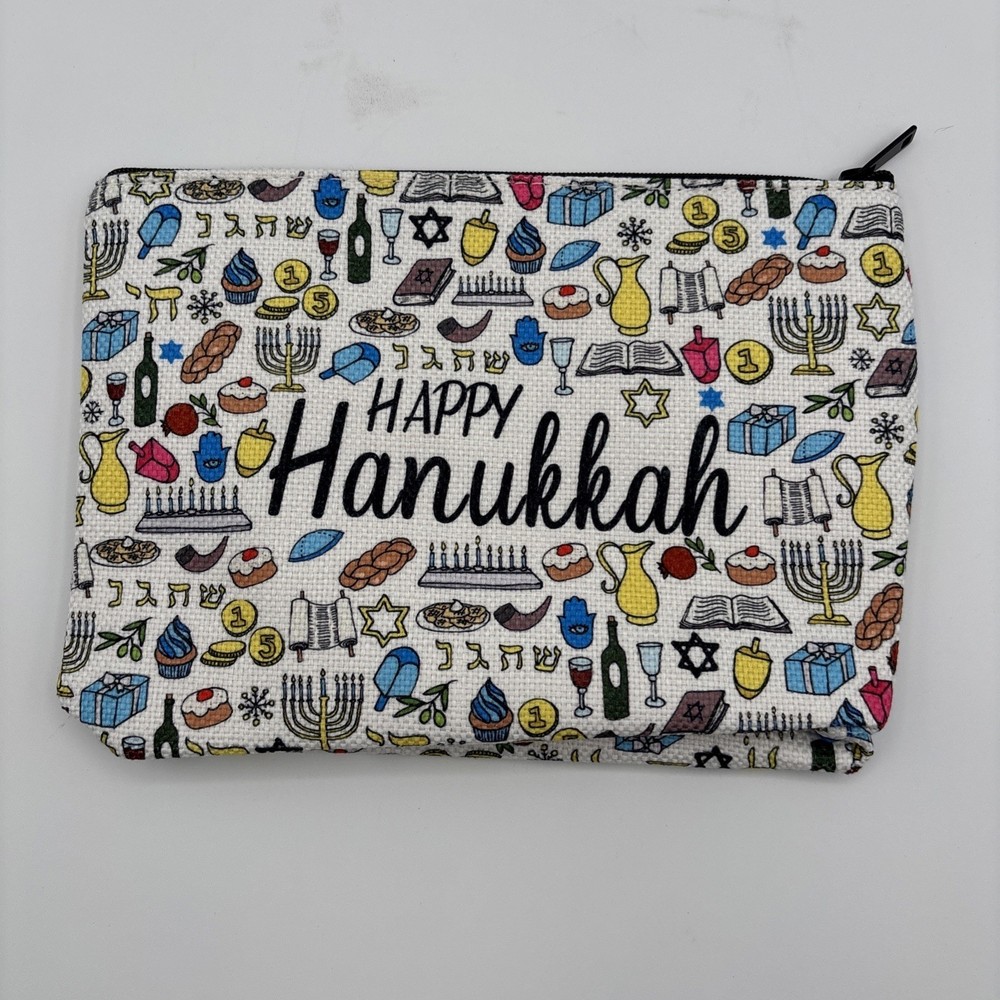 VAMSII Happy Hanukkah Makeup Bag