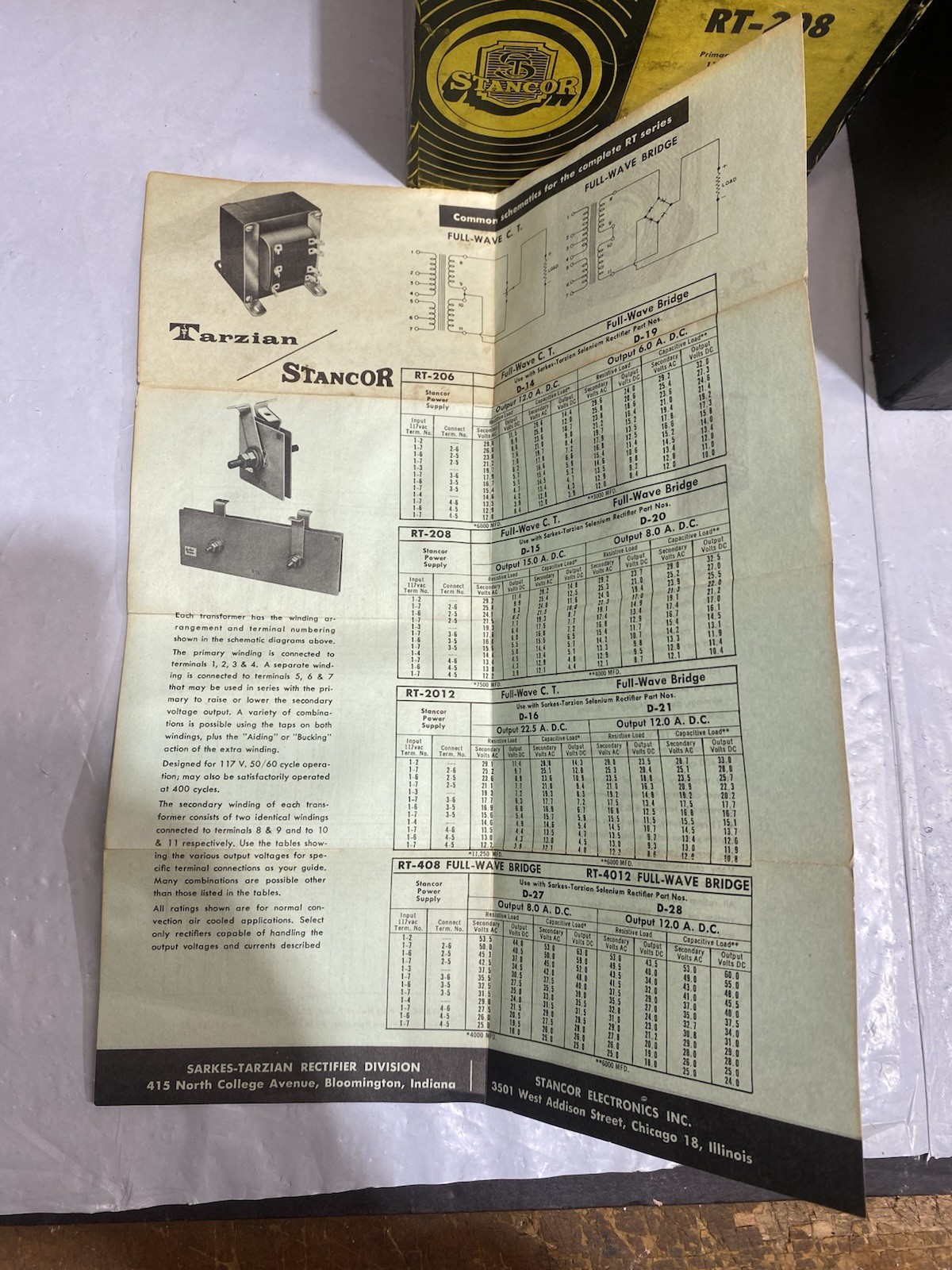 Stancor RT-208 Power Transformer Selenium Rectifier Type