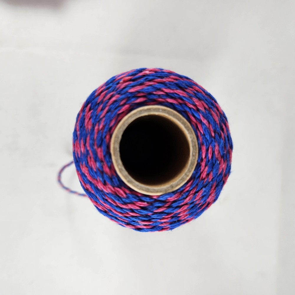 Blue & Pink Striped String Thread Spool Roll